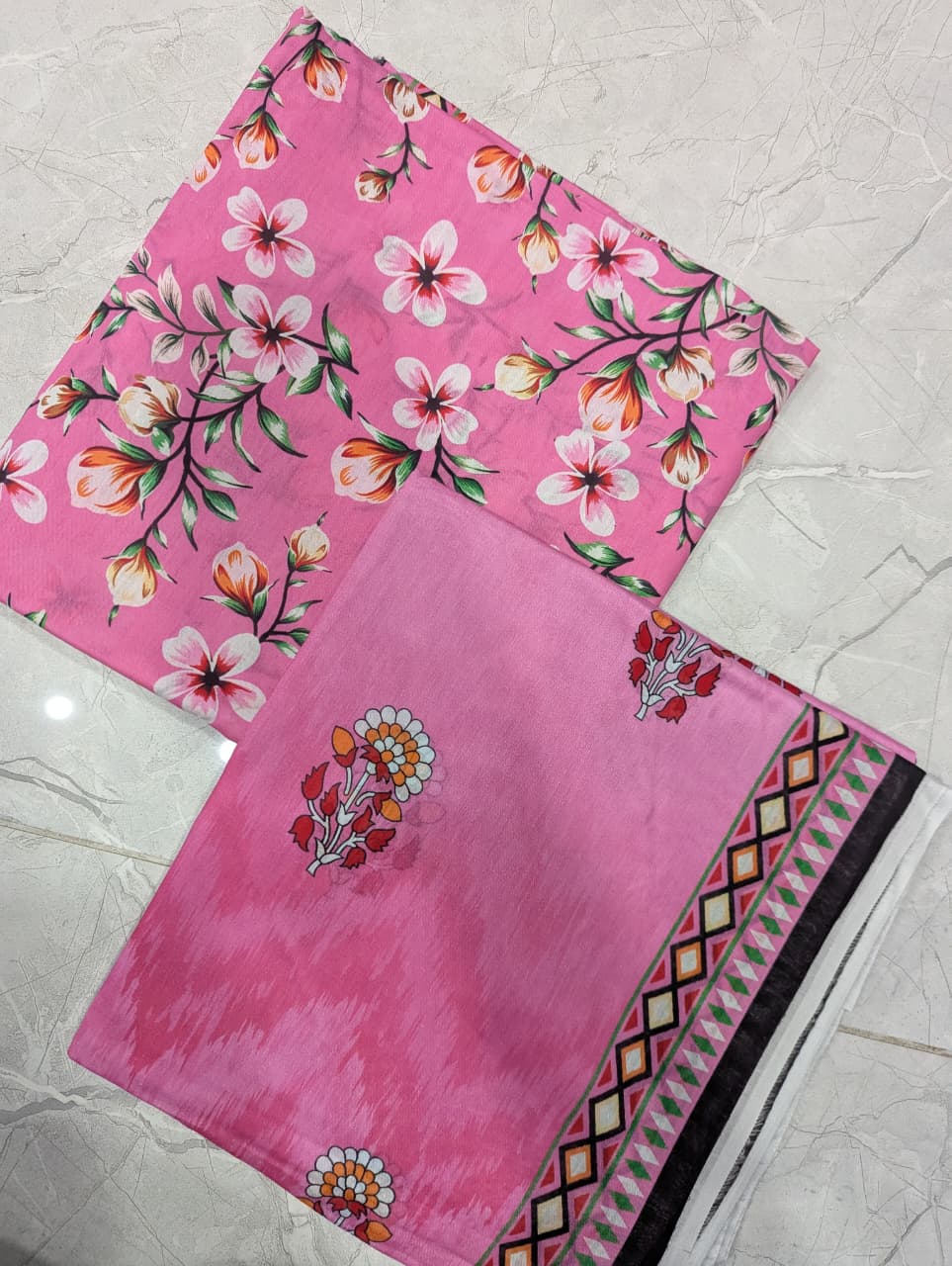 Blossom Serenity - Pink Floral Unstitched 3-Piece Suit