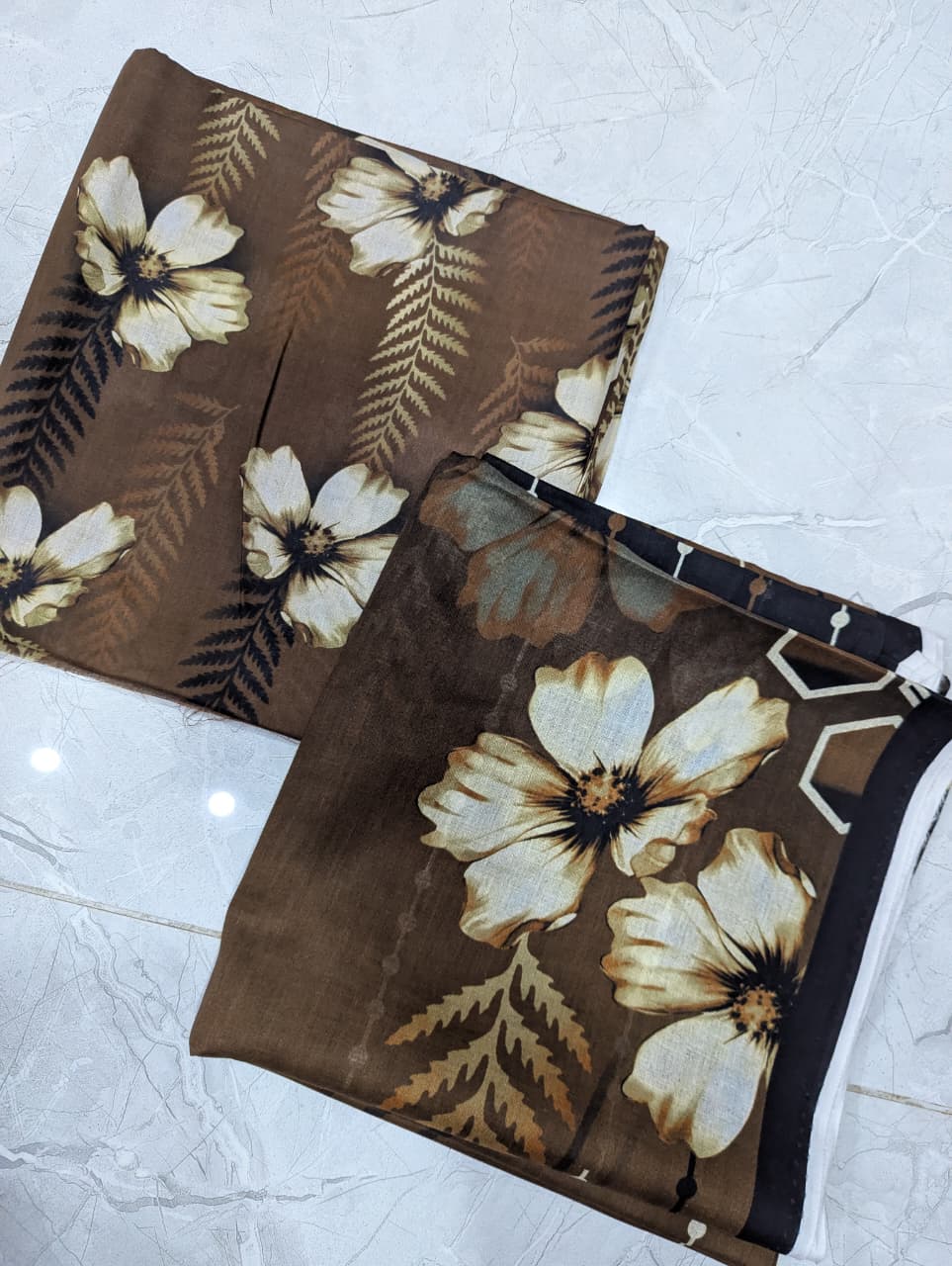 Forest Bloom - The Elegant Brown Floral 3 Piece Unstitched Lawn Suit