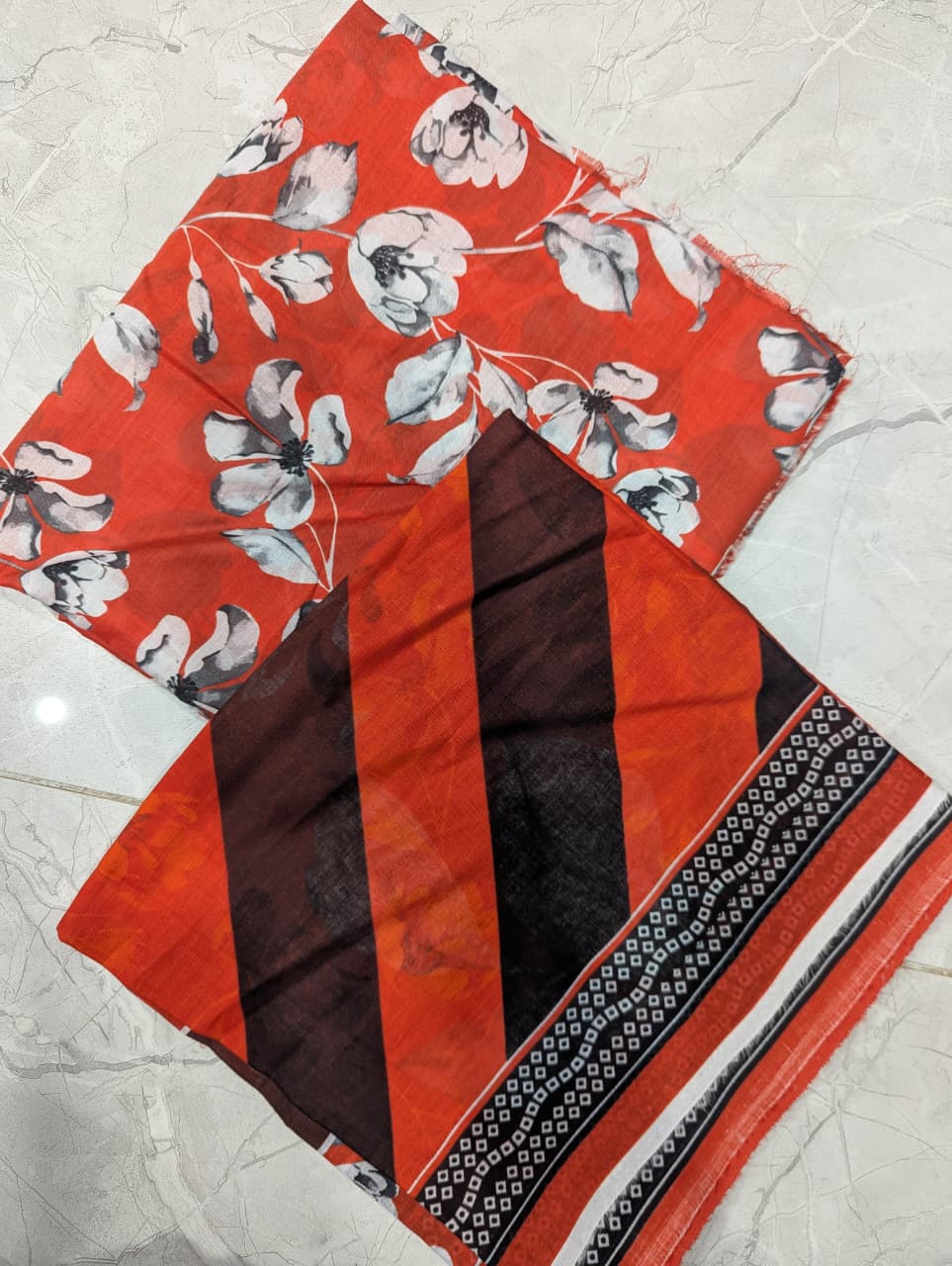 Autumn Radiance - Orange Floral Unstitched 3-Piece Suit