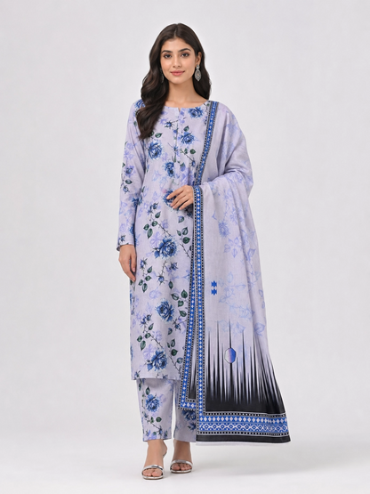 Azure Whisper - The Elegant Blue Rose Unstitched 3-Piece Suit