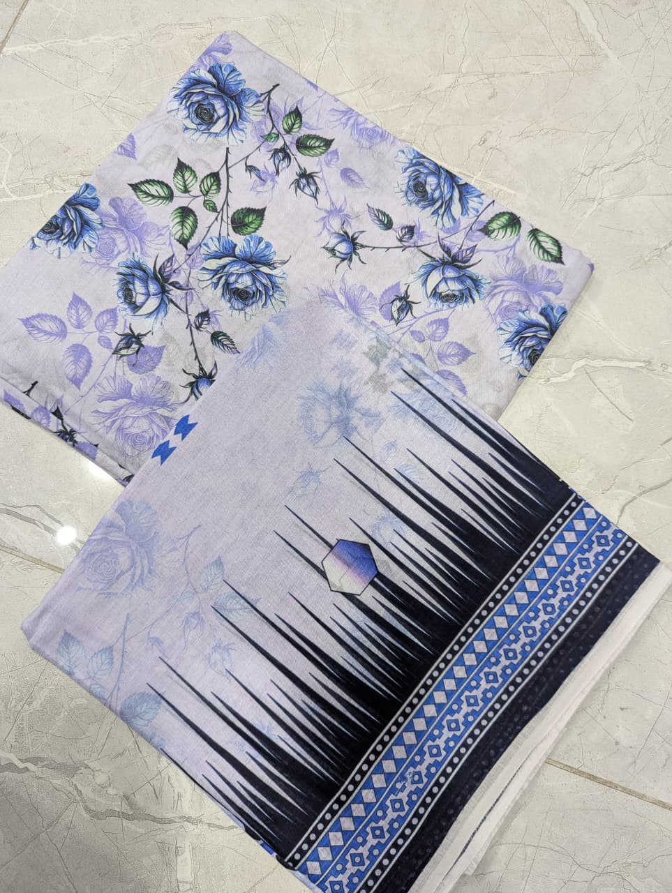 Azure Whisper - The Elegant Blue Rose Unstitched 3-Piece Suit