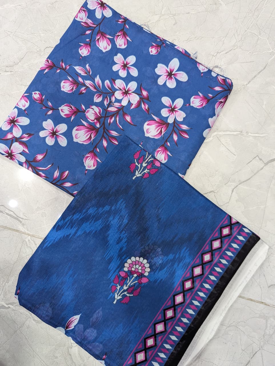 Ocean Blossom - Blue Floral Unstitched 3-Piece Suit