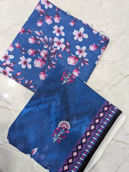 Ocean Blossom - Blue Floral Unstitched 3-Piece Suit